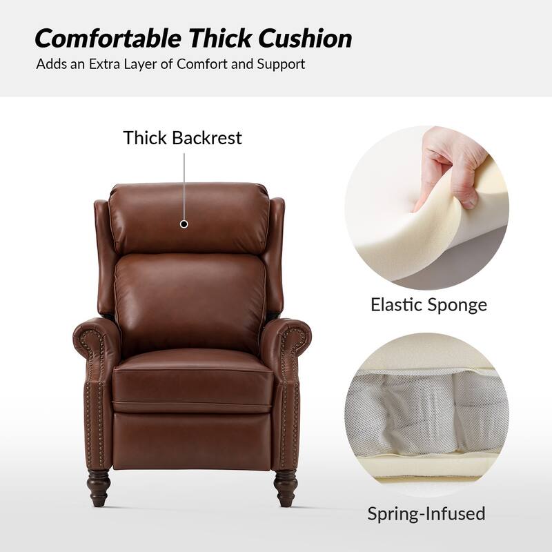 Noemon Modern Genuine Leather Recliner with Nailhead Trims Set of 2 by HULALA HOME