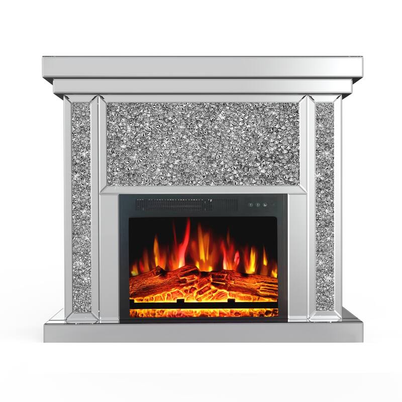 Modern 43.3" Electric Fireplace, with Mirrored Mantel