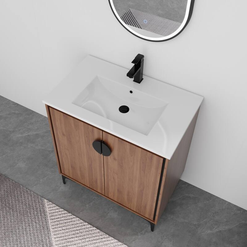 ARTCHIRLY 24/30 Inch Bathroom Vanity with Sink, Freestanding Bathroom Vanity with Soft Close Door and Adjustable Shelf