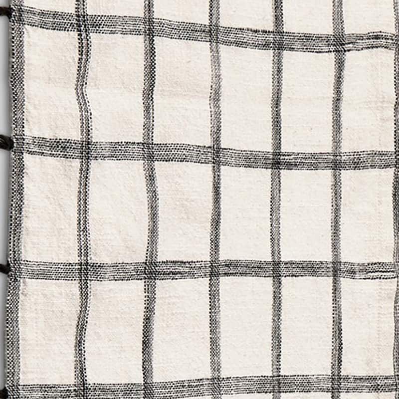 Black Check with Black Tassels on Black Background Cotton Machine Washable Table Runner Décor Decoration, 72" x 14.5"-in.