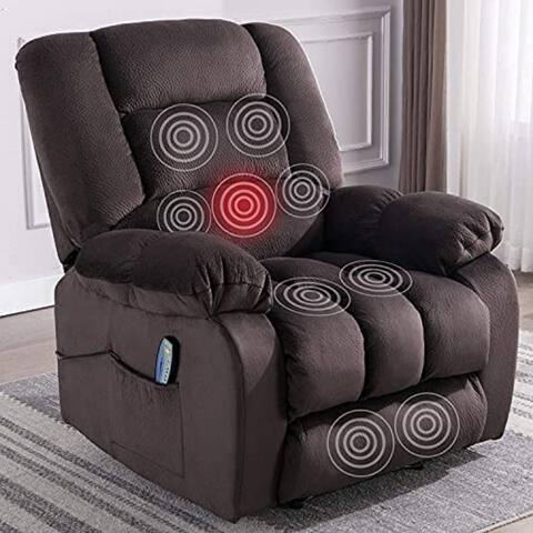 Prelife Massage Recliner Chairs with Heat Overstuffed Fabric Manual Recliner