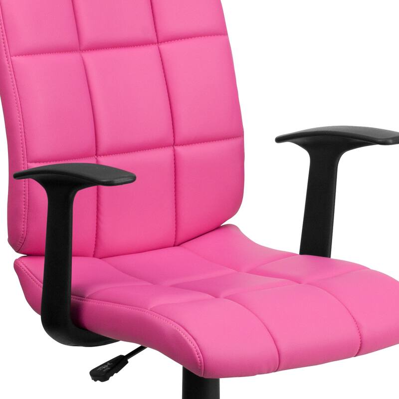 Mid-Back Quilted Vinyl Swivel Task Office Chair with Arms
