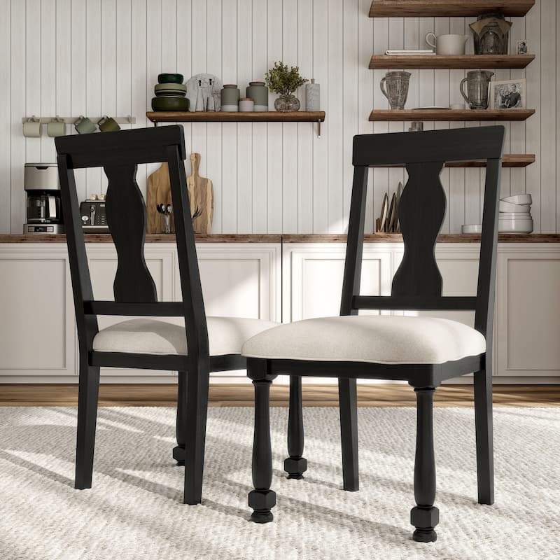 Furniture of America Lucan Modern Farmhouse Black Acacia Side Chair (Set of 2) - Black