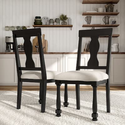 Furniture of America Lucan Modern Farmhouse Black Acacia Side Chair (Set of 2)