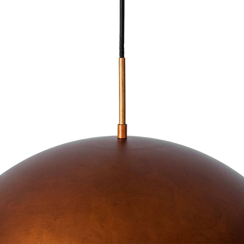 Oversized Aged Copper Barn Style Large Iron Dome Pendant Light - 23 Inches