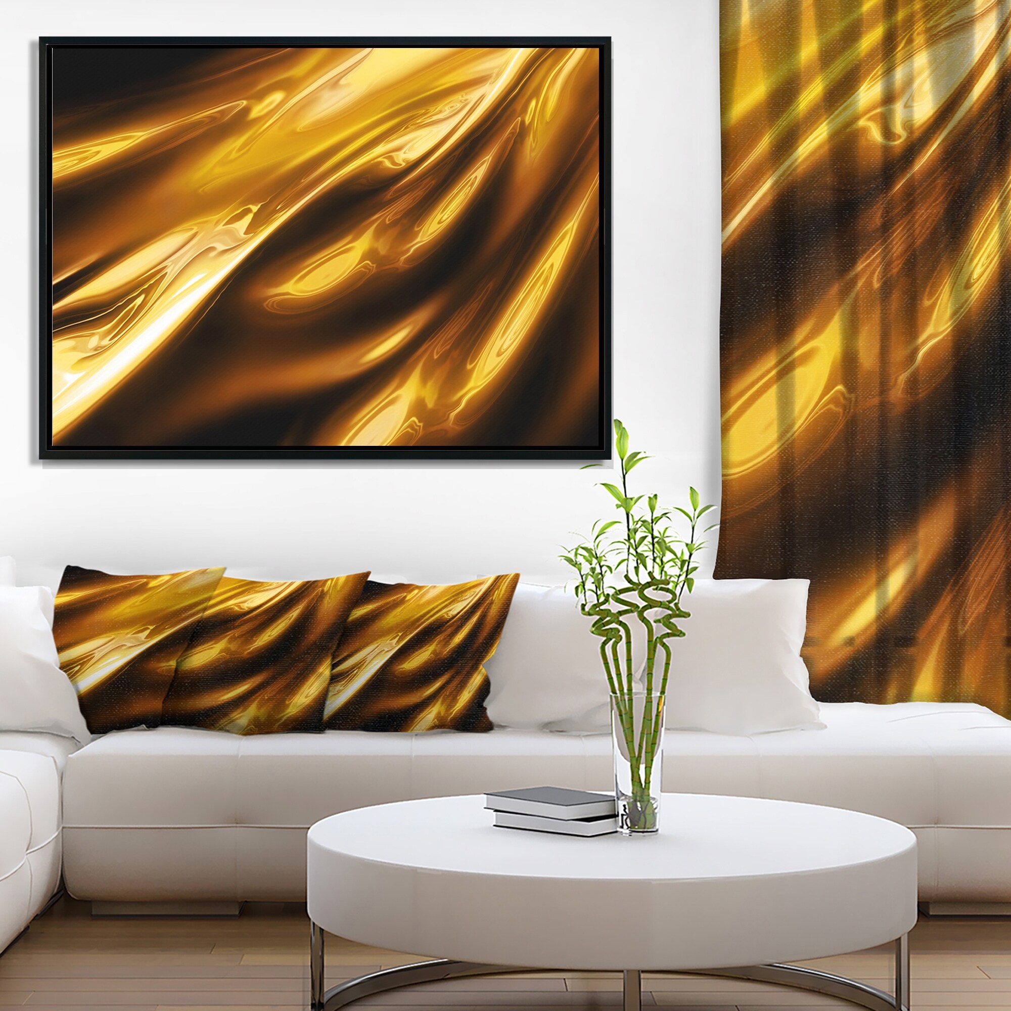 Shop Designart Liquid Gold Texture Pattern Abstract Framed
