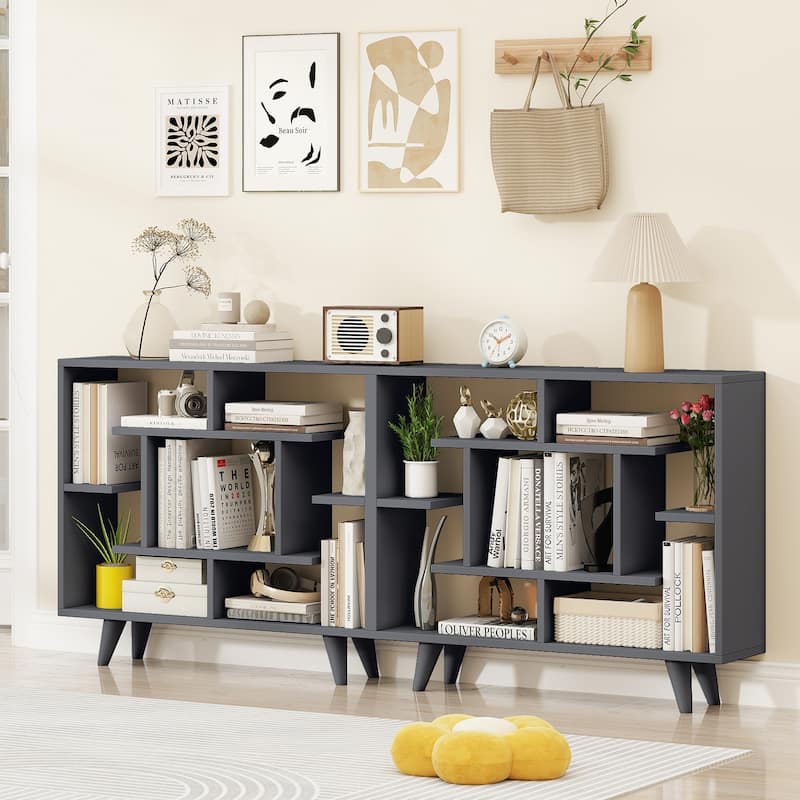 Gymax Bookshelf Geometric Bookcase w/ Anti-Tipping Kit Storage