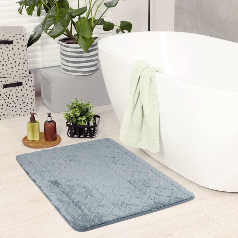 Geometric Pattern Bathroom Mat Soft Absorbent Non-Slip Back Dry Bath Floor Rugs Toilet Home