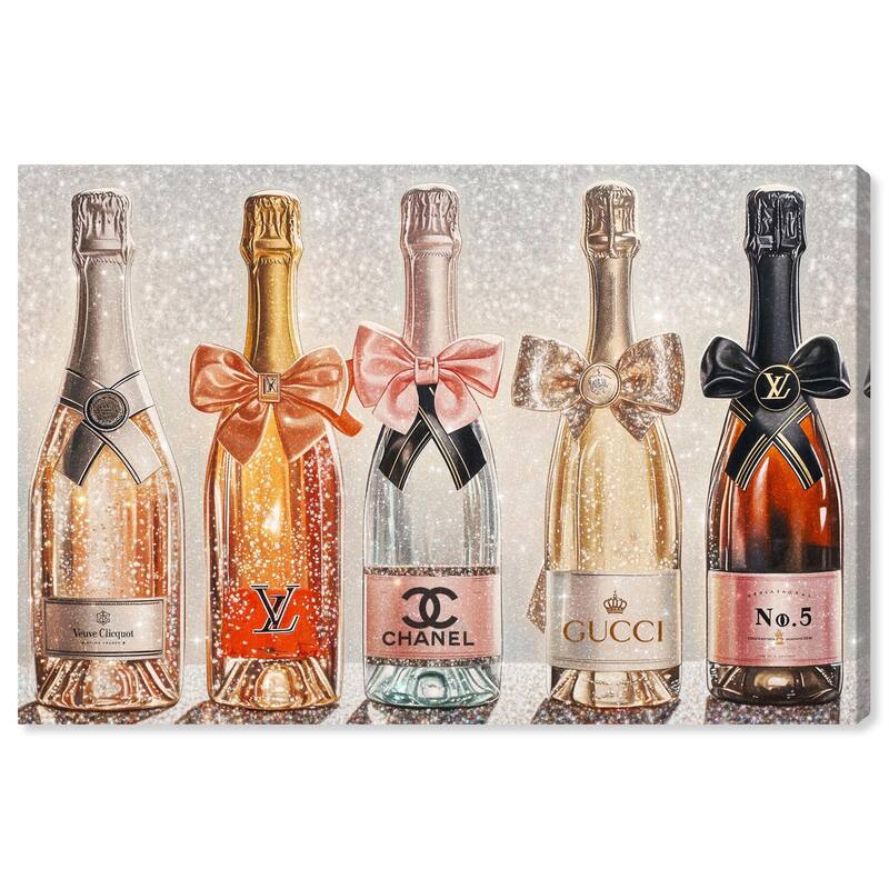 Champagne Bottles Glitz Canvas by Art Remedy, Gallery Wrapped - 54" x 36"
