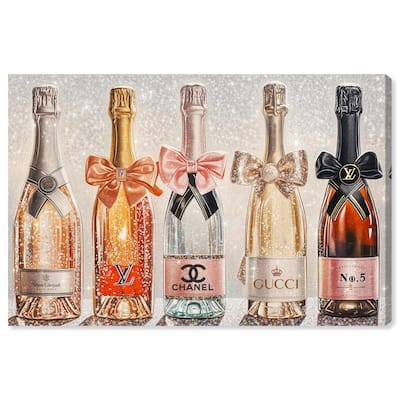 Champagne Bottles Glitz Canvas by Art Remedy, Gallery Wrapped
