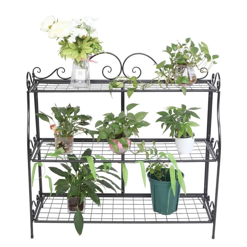 Modan Lace 3-tier Black Iron Plant Stand by Havenside Home