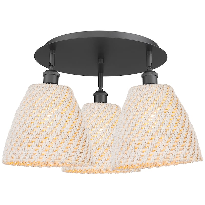 Innovations Lighting 516-3C-14-21 Bristol Natural Semi-Flush Bristol - Matte Black / Natural