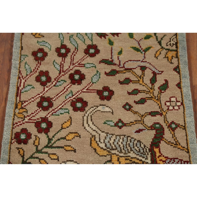 Animals Design Ziegler Indian Accent Rug Handmade Wool Carpet - 2'7"x 6'0"