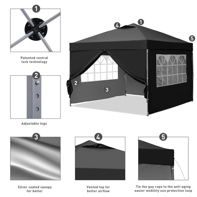 Ainfox 10'x10' Pop Up Canopy Tent Outdoor Commercial Instant Gazebos Portable Shelter Canopies