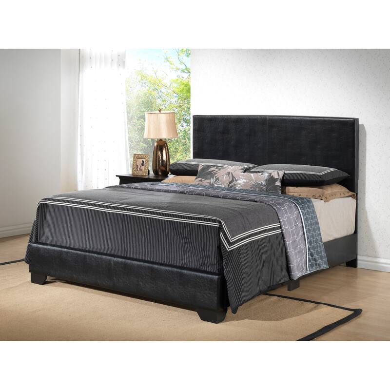 Queen Size PU Elegant Platform Bed with Foam Support - Black