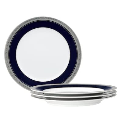 Noritake Crestwood Cobalt Platinum Set Of 4 Salad Plates, 8-1/4"