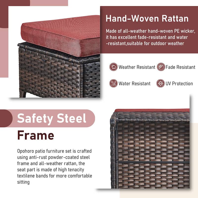 Fire Pit Table with Sofa 2 Swivel Chairs Ottomans Brown-Red - Brown