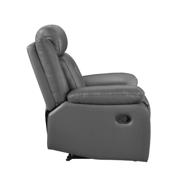 Conia Manual Reclining Chair, Dark Gray Top Grain Leather