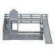 preview thumbnail 4 of 10, Twin-Over-Twin Castle Style Bunk Bed with 2 Drawers 3 Shelves and Slide