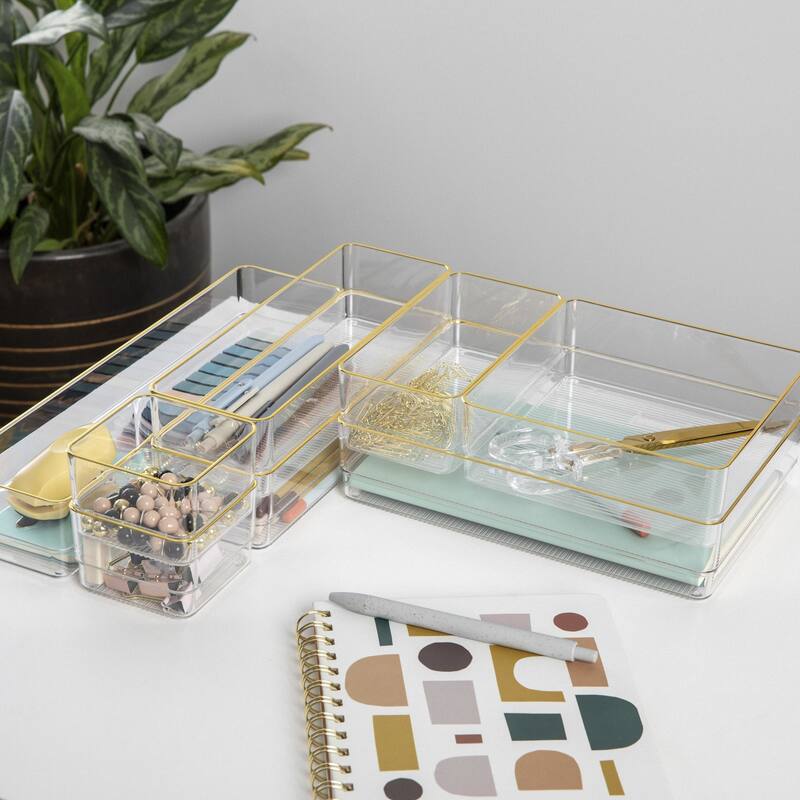 Flash Furniture BE-PB3371-G-8-MS Kerry 2" Tall Office Organizer Set - Clear / Gold