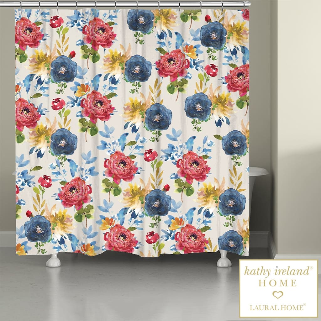 kathy ireland® HOME Country Bouquet Neutral Shower Curtain by Laural Home