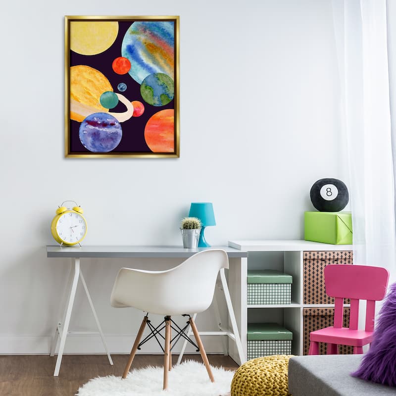 Stupell Planetary Galaxy in Space Framed Floater Canvas Wall Art Design By Corinne Rose Designs
