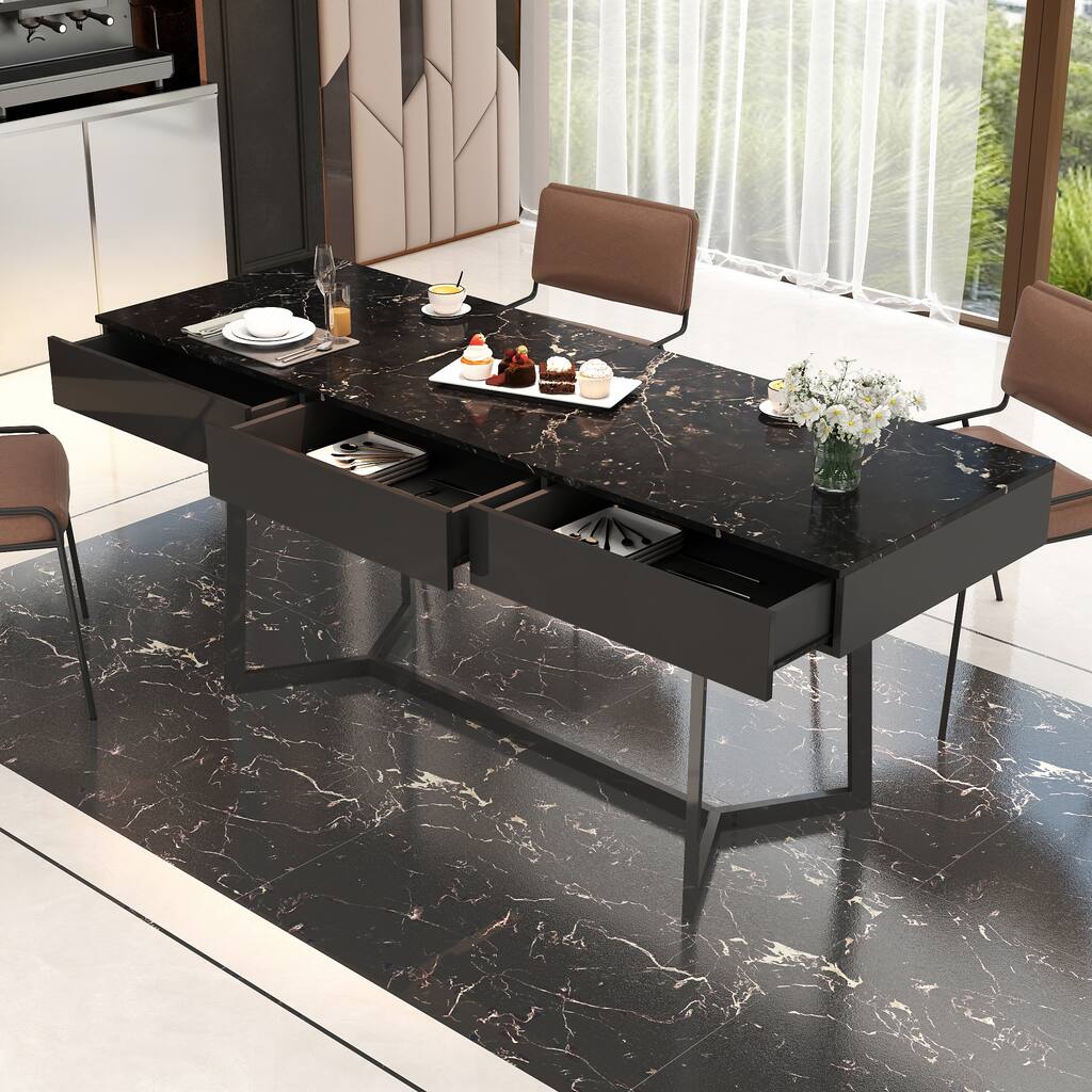 GDF Studio - Hellio Modern Computer Desk with Y-Shaped Metal Legs and Spacious Work Surface - 70.87"