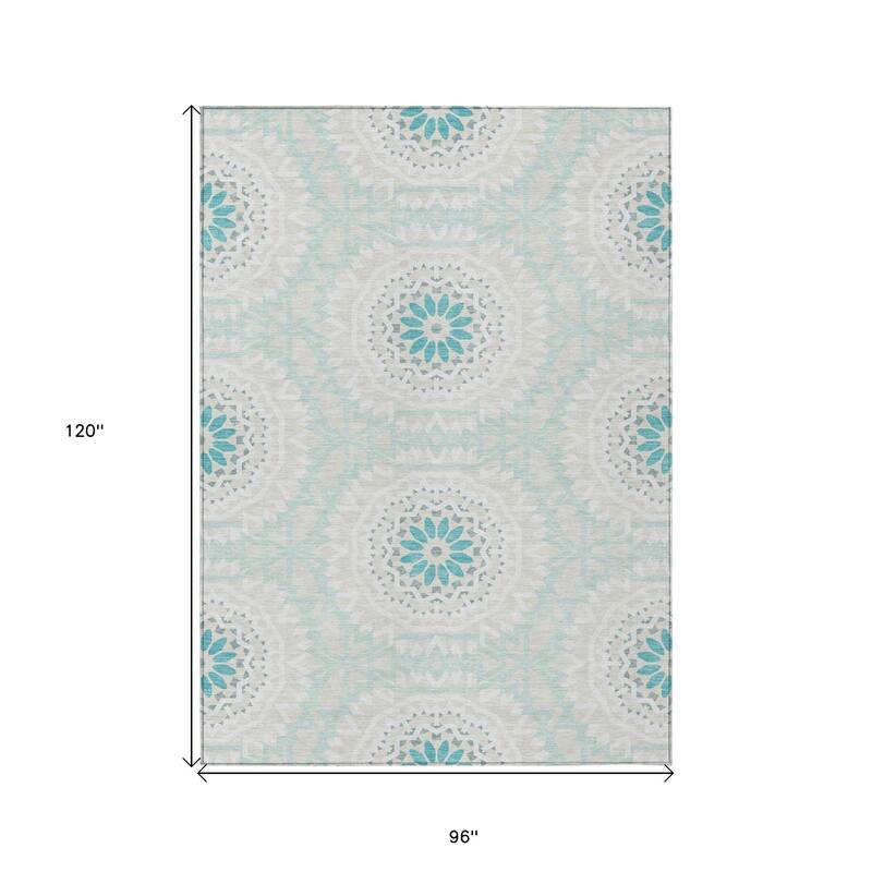 HomeRoots Floral Medallion Transitional Rectangle Outdoor Rug