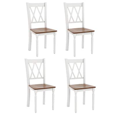 Gymax Dining Chairs Set of 4 Wood Farmhouse Dining Room Side Chairs