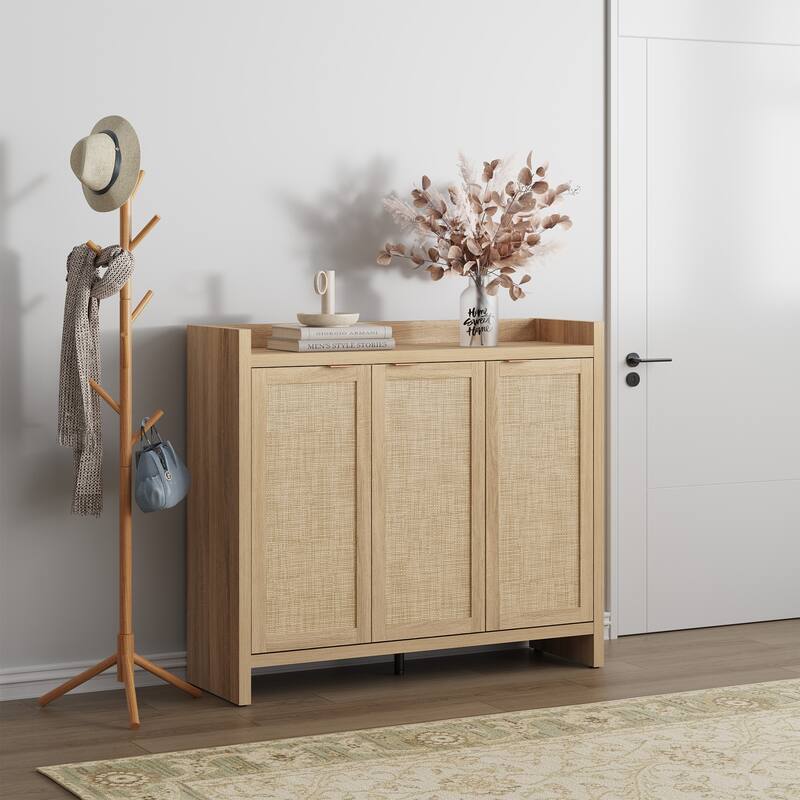 Five - Tier Storage Rustic - Flavored Rattan Shoe Cabinet