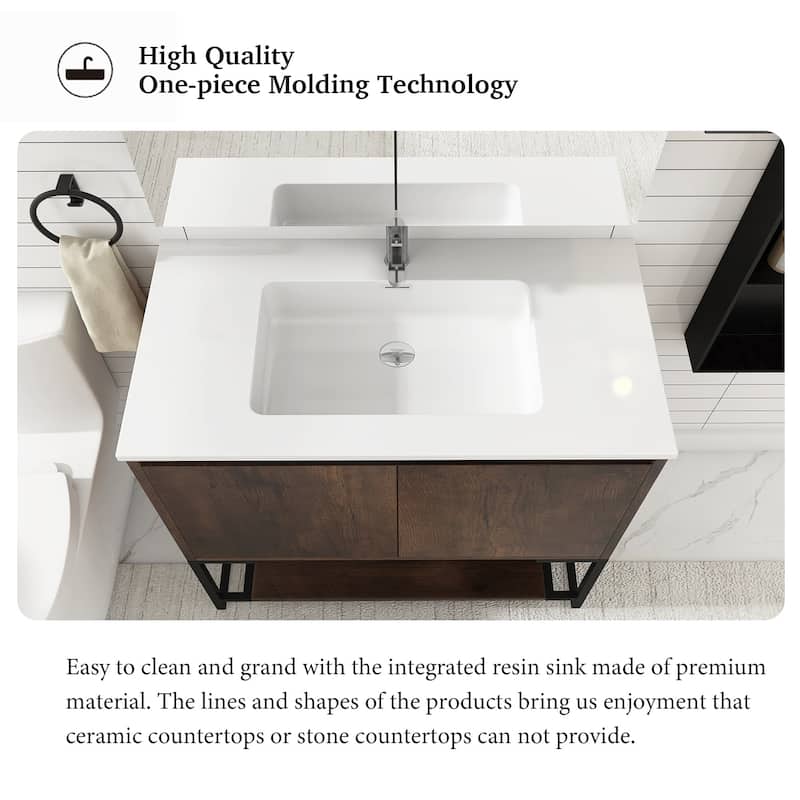 36-inch Freestanding Bath Vanity with Cultured Mable Top