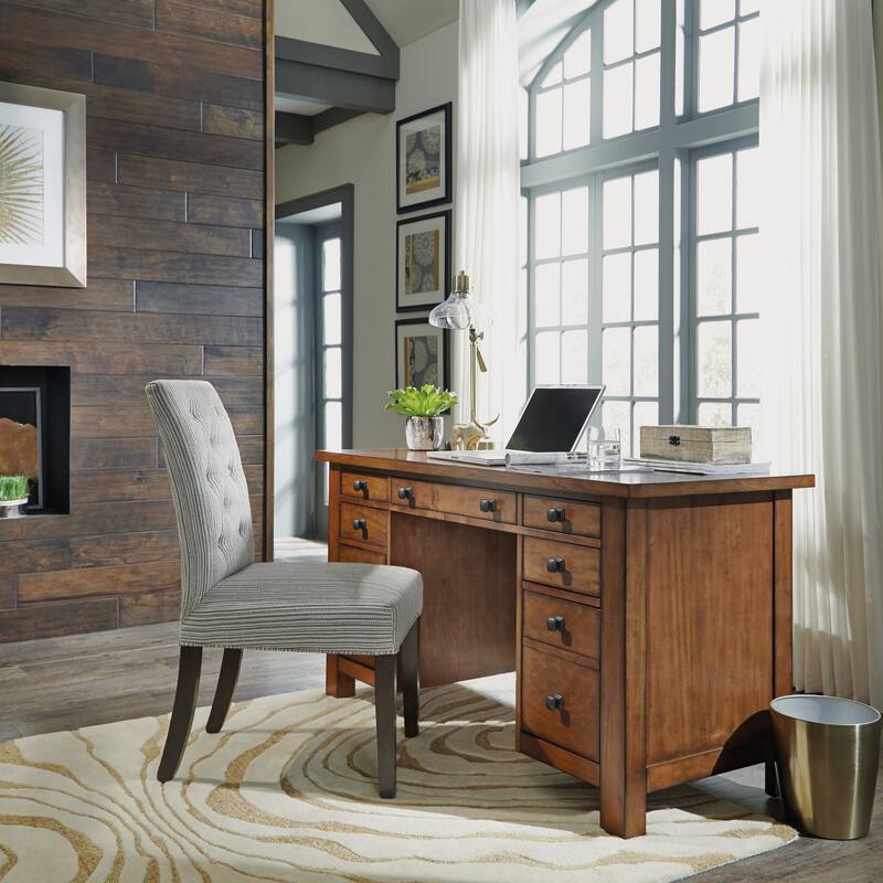 Tahoe Aged Maple 54" W Executive Pedestal Desk by Homestyles