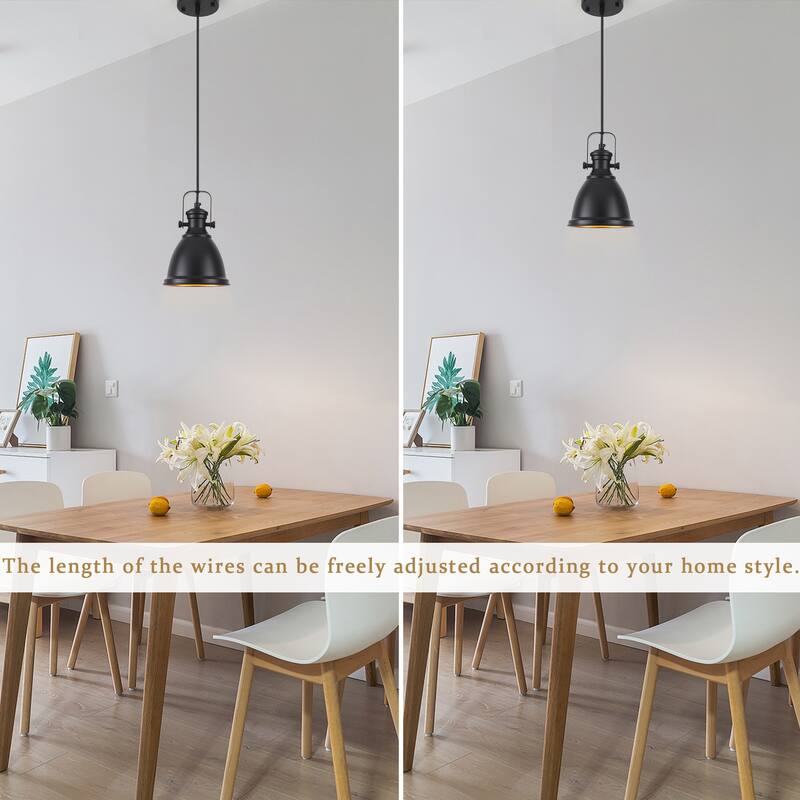 1-Light Industrial Pendant Light with Metal Shade for Bedroom Dining Room Kitchen