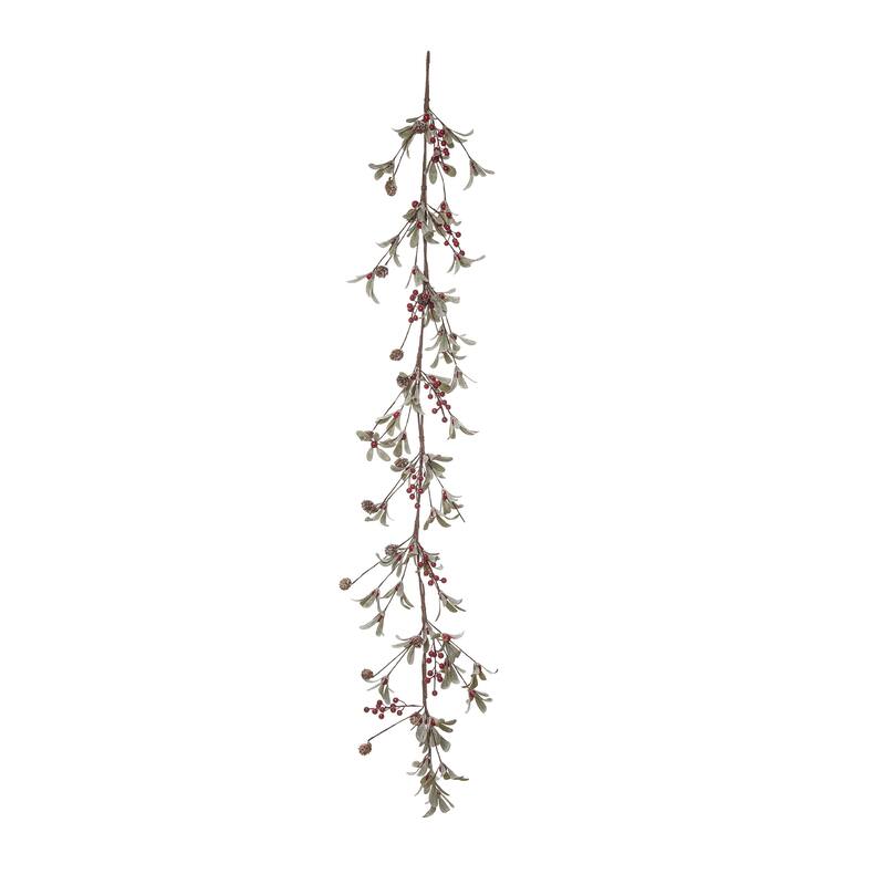 Transpac Artificial 60 in. Green Christmas Berry and Lambs Ear Garland