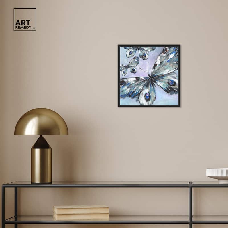 Art Remedy Butterfly Trio Framed Butterfly 1 Piece Canvas Wall Art