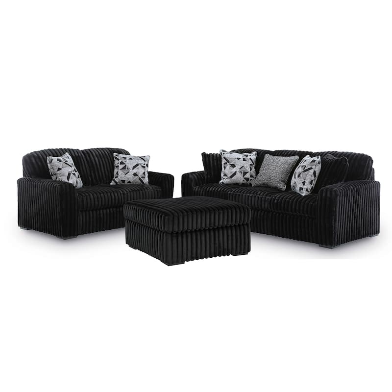 Roundhill Furniture Solenne Chair and Ottoman Set, Oversized Chair and Ottoman with Jumbo Corduroy Upholstery