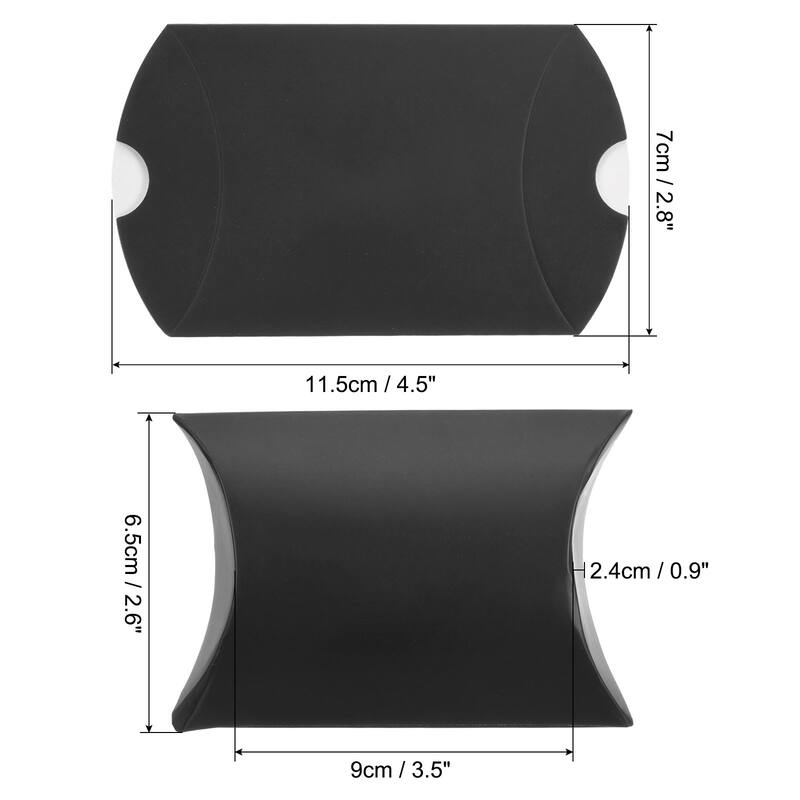 Pillow Boxes, 50Pcs Wedding Gift Boxes 4.5 x 2.8 Inch for Wedding - Black