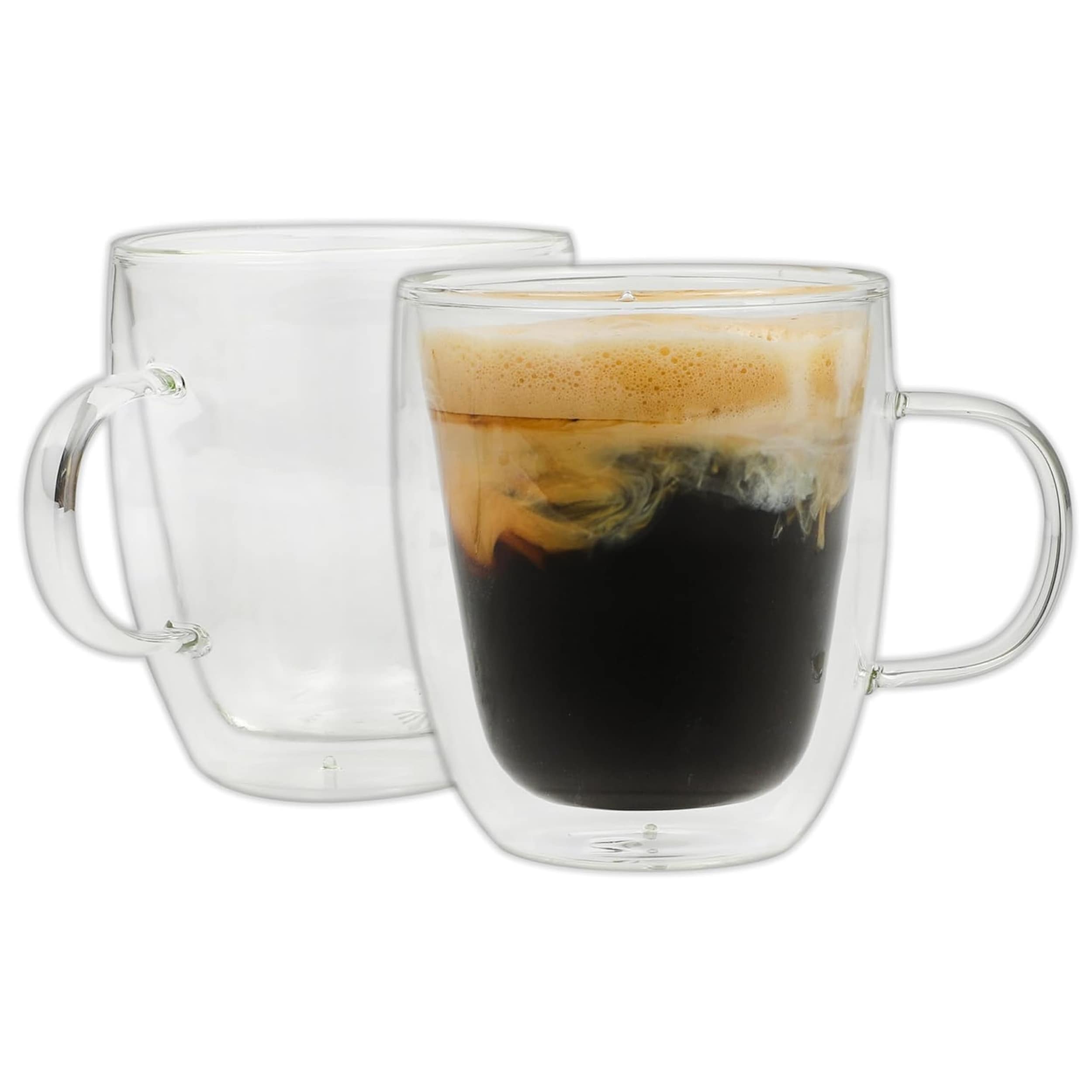 Mr. Coffee Set of 2, 16 Ounce Double Wall Insulated Glass Mug Set
