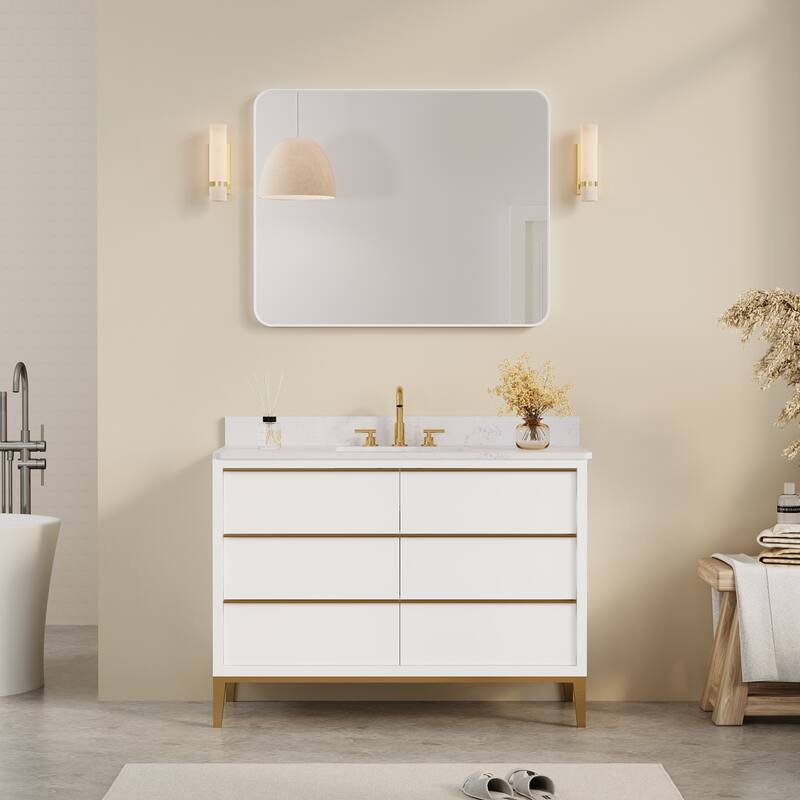 Modern Bathroom Rectangular Wall Mounted Anodized Aluminum Framed Vanity Mirror