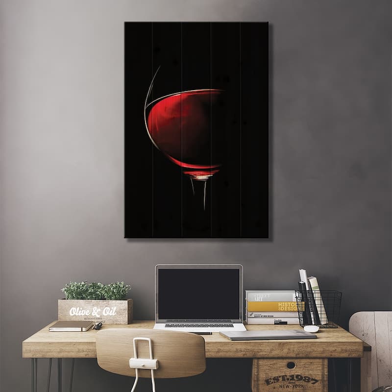 Red Wine Print On Wood by Johan Swanepoel - Multi-Color