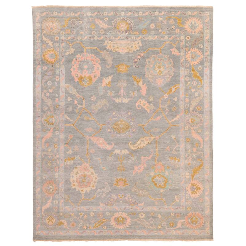ECARPETGALLERY Hand-knotted Modern Oushak Sage Wool Rug - 7'10 x 10'0