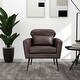 preview thumbnail 3 of 7, 29.5"W Bronzing Suede Upholstered Armchair with Throw Pillow, Soft Cushion and Black Metal Leg for Living Room, Bedroom