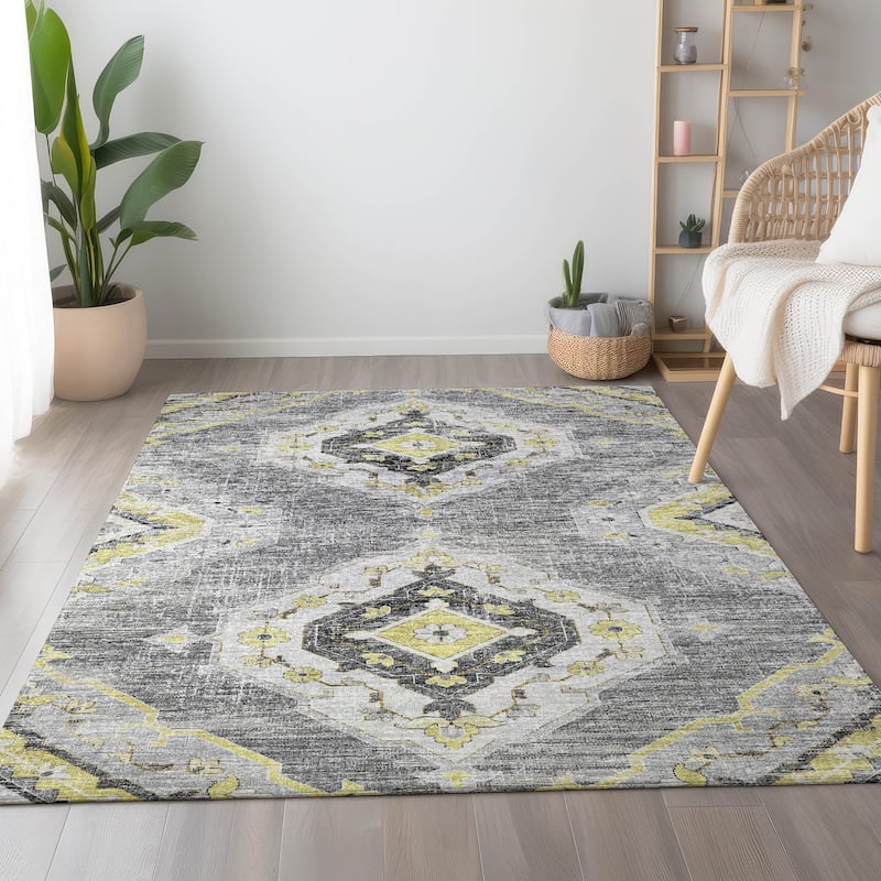 Premium Washable Super Soft Boho Heriz Mayfield Rug - Silver - 2' 6" x 3' 10" - Rectangle