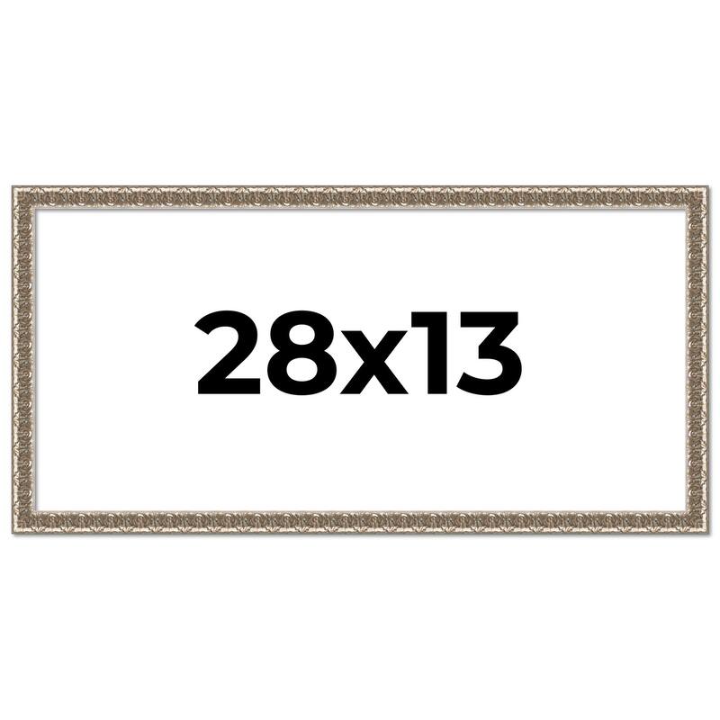 28x13 Frame Silver Versailles Ornate Solid Wood Picture Frame | 1 Inch