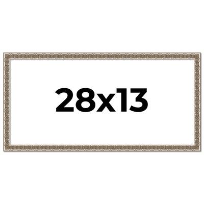 28x13 Frame Silver Versailles Ornate Solid Wood Picture Frame | 1 Inch