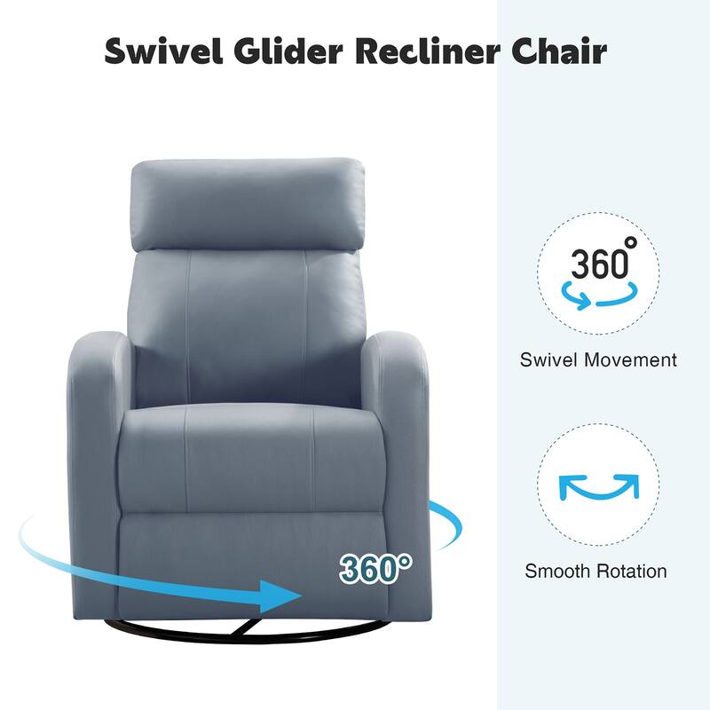 HOMYKA Modern Faux Leather Rocking Recliner with Swivel