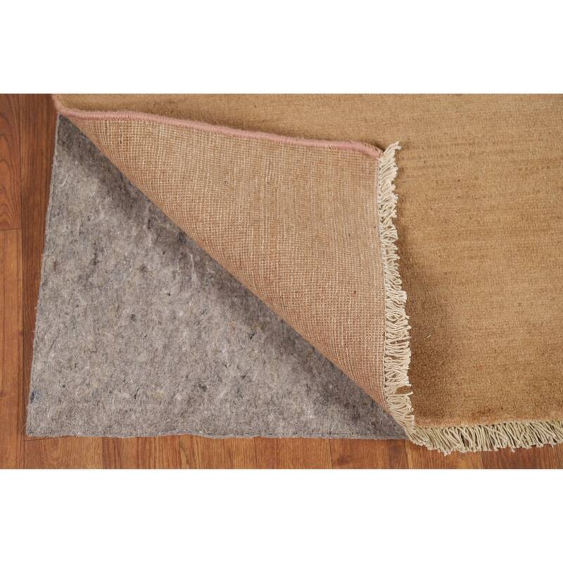 Light Brown Gabbeh Modern Runner Rug Oriental Hand-Knotted Wool Carpet - 2'7"x 9'10"