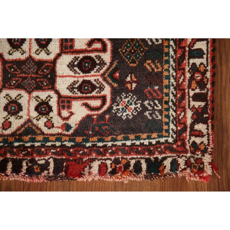 Vegetable Dye Handmade Shiraz Persian Vintage Rug Orange Wool Carpet - 6'2"x 9'4"