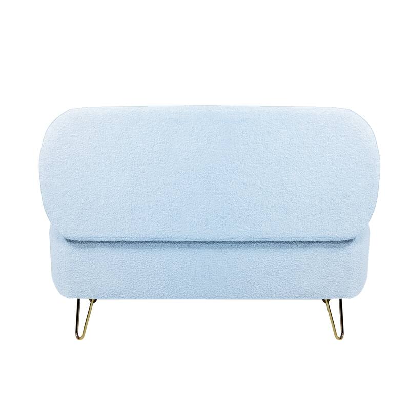 Oval Storage Ottoman Bench with Gold Legs by GDFStudio - 39.37"L x15.75"W x 15.50"H