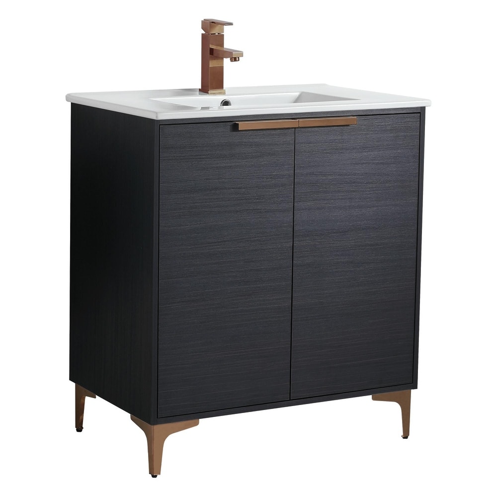 Fine Fixtures Wilmington Bathroom Vanity with White Ceramic Sink.